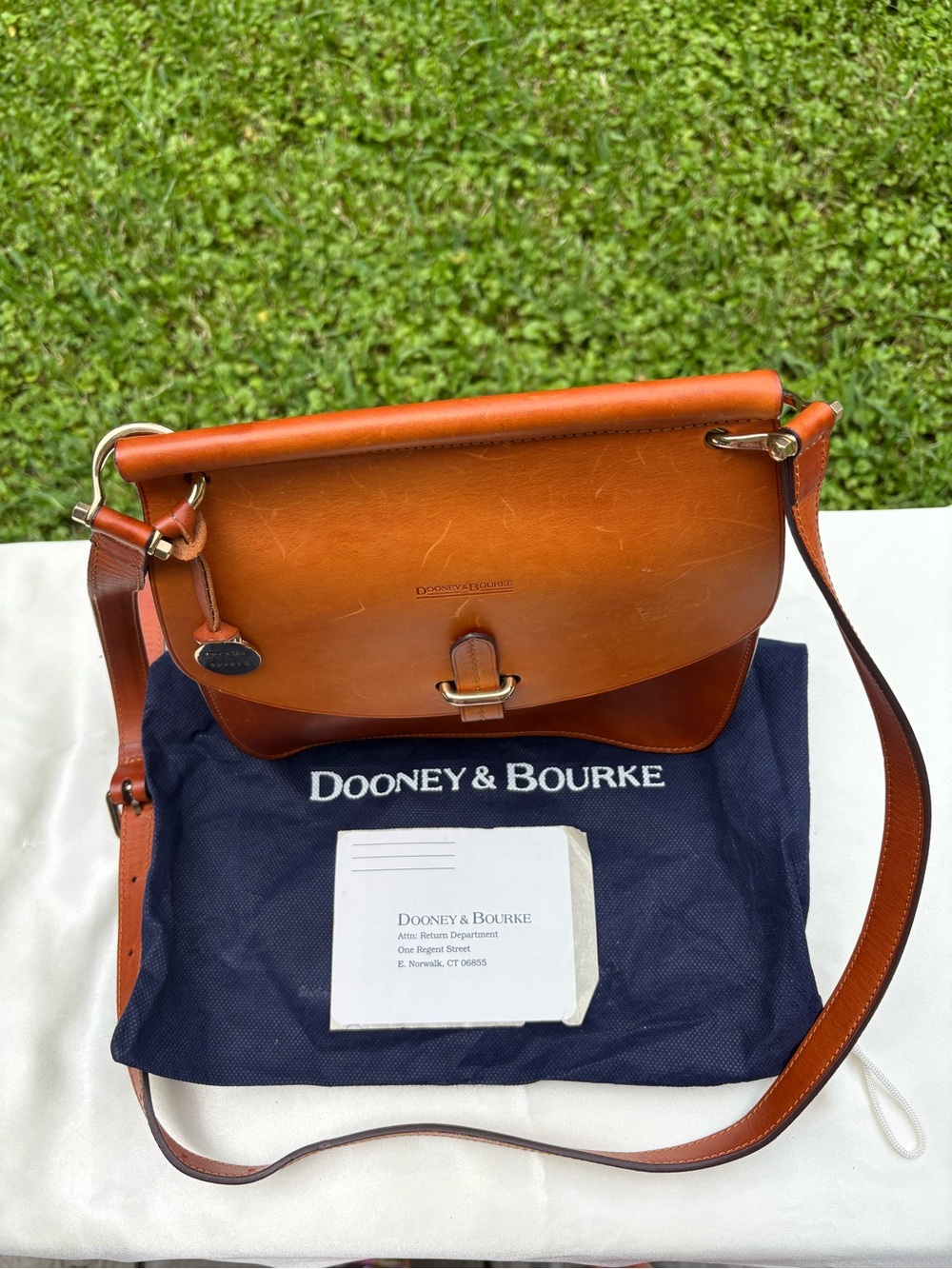 Dooney & Bourke Saddle Crossbody - Cognac Brown purse - Picture 2 of 9